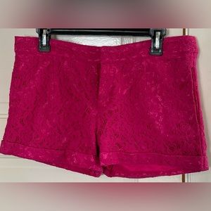 Hot fuchsia lace shorts